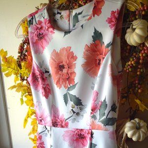 Calvin Klein White Floral Dress Sleeveless - Size 4